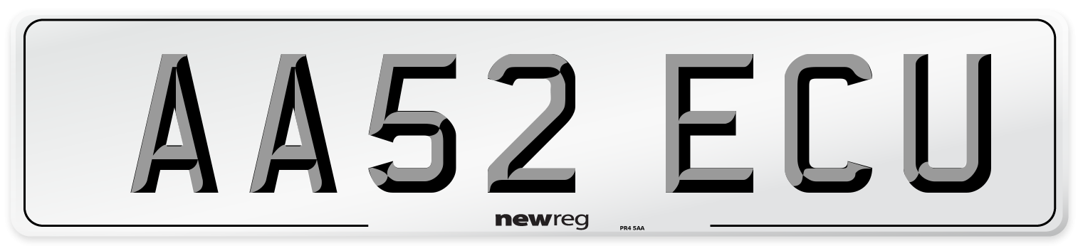 AA52 ECU Number Plate from New Reg